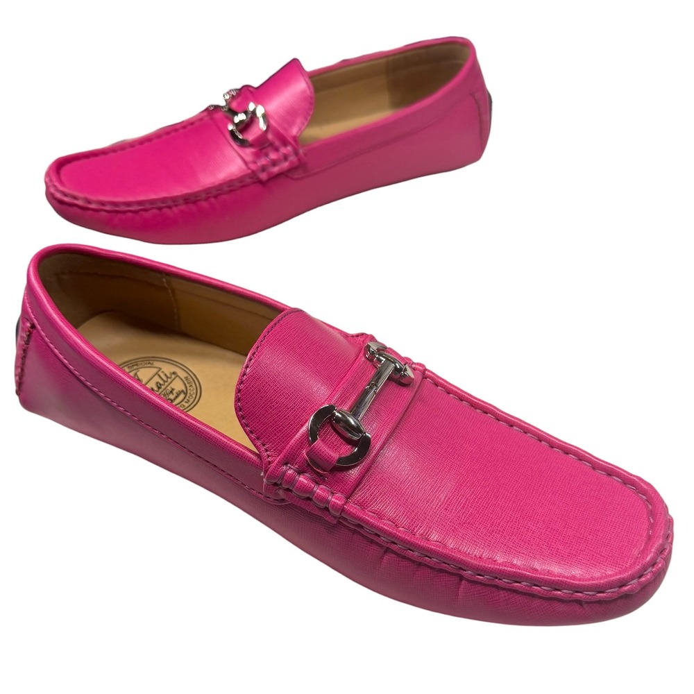 Amali Trina Hot Pink Driving Moccasins Loafers Womens 11 Mens 9.5 Horse Bit